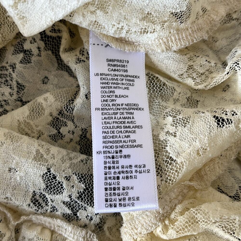 Forever 21 Cream Colored Lace Ruffle Front Sheer Blouse - Picture 7 of 10